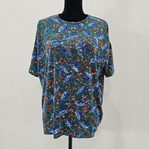 LuLaRoe Teal and Orange Floral Top